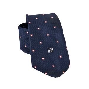 GIVENCHY GENTLEMAN PARIS VINTAGE MEN'S SILK NAVY BLUE POLKA DOT NECK 3" TIE